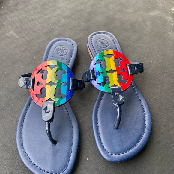 Tory Burch Miller Leather rainbow Sandals size 6 - Picture 8 of 9